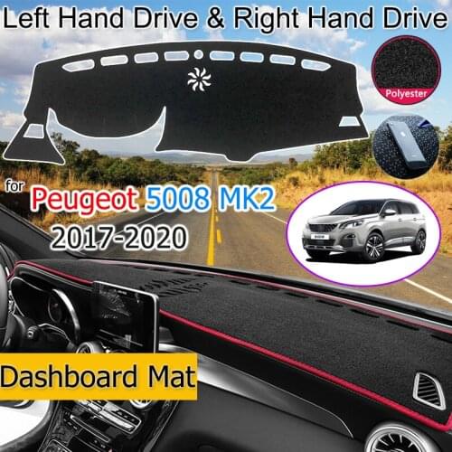 For Peugeot 5008 2017-2020 MK2 Anti-Slip Mat Dashboard Cover Pad Sunshade Dashmat Anti-uv Protect Carpet Accessories