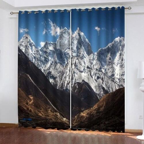 Luxury 3D Window Curtains Living Room snow mountain curtains Thick shading soundproof windproof curtain