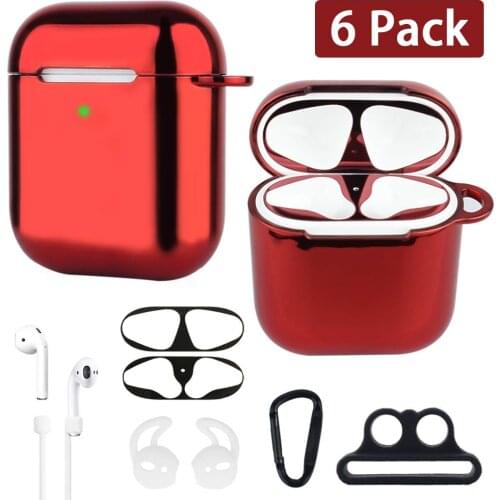 Luxurious Soft TPU Protective Cover Shockproof Skin Airpods Accessories Kit for Apple AirPods 1 & AirPods 2 Electroplated Case