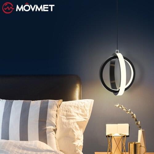 Circle Rings Modern led chandelier for bedroom bedside dining room bar white or black color led chandeliers three color
