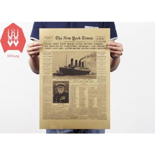 The New York Times RMS Titanic Shipwreck Old Newspapers Kraft Paper Posters Decorative Painting vintage retro classic poster