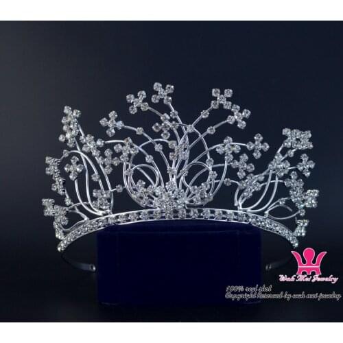 Pageant Queen Crown Star Studded Bridal Wedding Tiara Rhinestone Crystal Headdress Princess Pretty Girls Hair Jewelry messy 2332