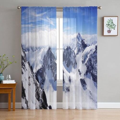 Tulle Curtains for Living Room Snow Mountain Scenery Bedroom Study Window Sheer Curtains Kitchen Balcony Interior Voile Curtains