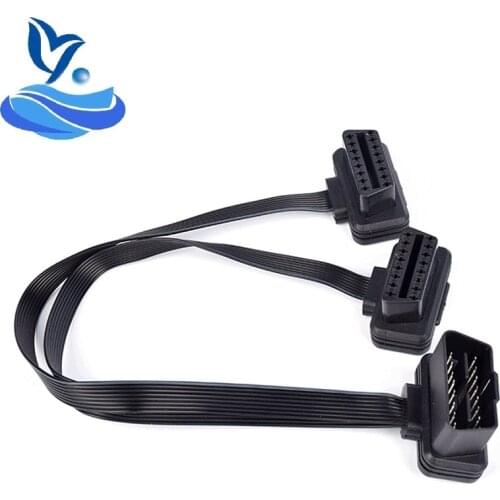 OBDII Extension Cable 16PIN Male to Female 30CM Dual Connector Y Splitter OBD OBD2 Connection as Noodle ELM327