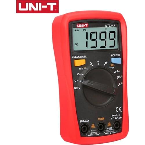UNI-T UT33A+/UT33B+/UT33C+/UT33D+ Palm Size Multimeter CAT II 600V LCD display test lead hanging groove Ergonomic design