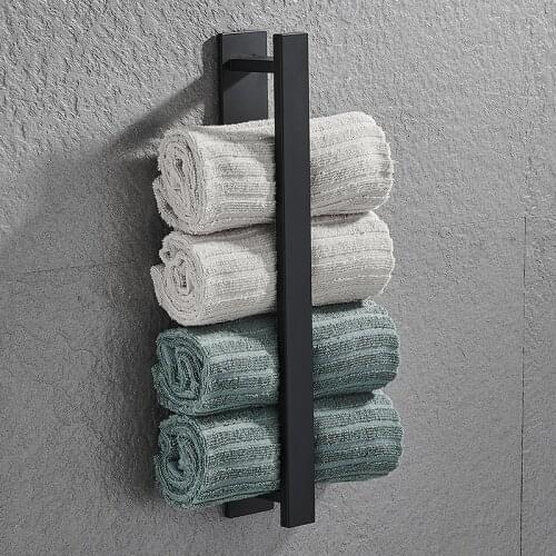 Modern Black Thickened Waterproof Single Towel Bar 40cm Bathroom Stainless Steel Towel Holder Wall-mounted Brushed Towel Hanger