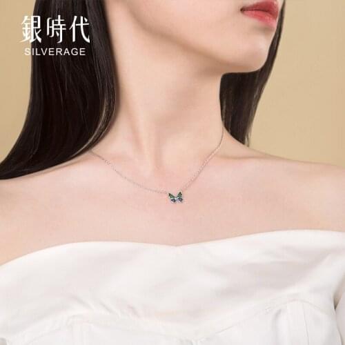 SA SILVERAGE Necklace Female Sterling Silver Original Design Simple Butterfly S925 Sterling Necklace Female 2019 Chain Jewelry