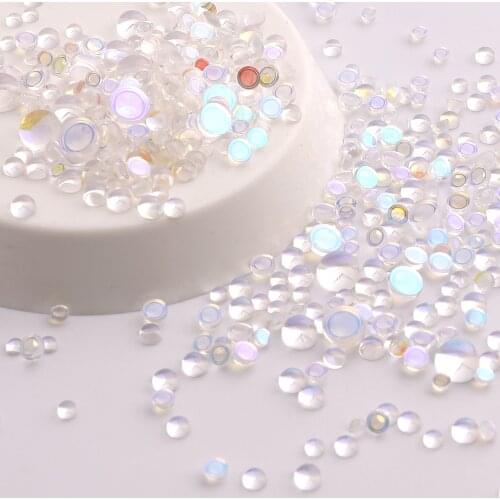 Mixed Sizes Starry Sky Mermaid Tears Glass Half Pearls Rhinestones For Nail Art