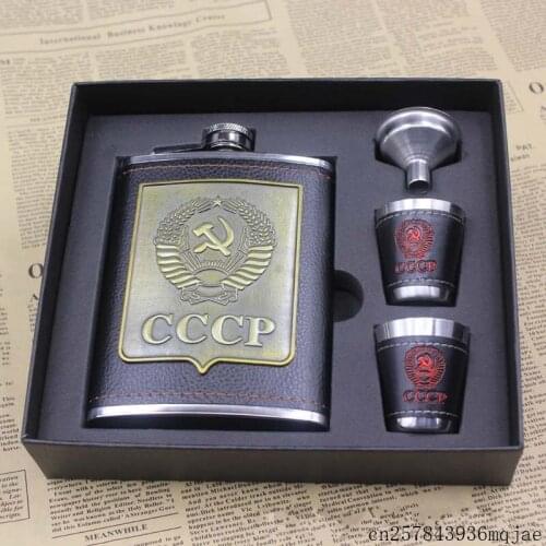 10 Pcs 8oz Cccp Hip Flasks Whisky Wine Bottle Funnel Cups Bottle Kits Cccp Alcohol Bottles with Box Alcohol Container