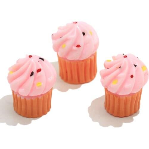 100/50pcs 3D Ice Cream Cup Dessert Resin Flatback Cabochon Miniature Food Art Supply Decoration