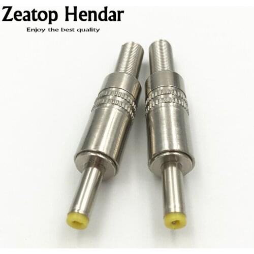 100Pcs 4.0x1.7mm 4.8x1.7mm DC Power Male Plug Adapter 4017 4817 DC Jack Yellow Head Silver Metal Cover Shell DIY Connector