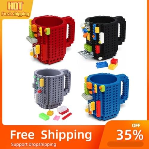 350ML DIY Block Puzzle Mug Cup for Milk Coffee Water Build-On Brick Type Mug Cups Water Holder Building Blocks Design Gift