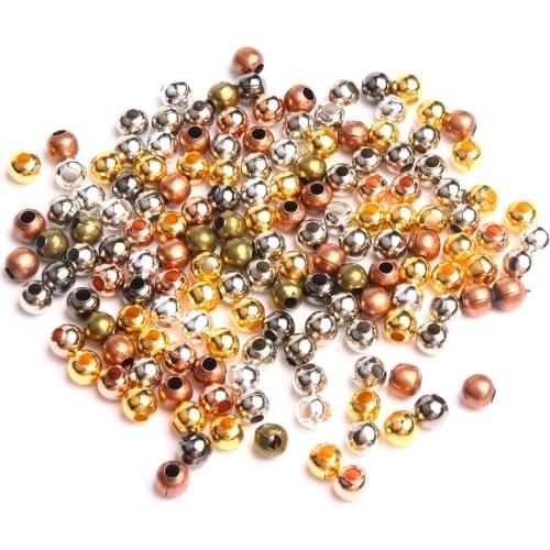 4mm 300 Pieces Rose Gold Silver Color Round Metal Bead For Jewelry Making Diy Accessories Wholesale Supply