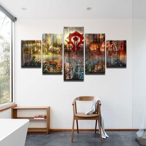 5 Panel World of Warcraft Painting Modular Painting on Wall Wow Canvas Print Game Wall Painting Wholesale Painting