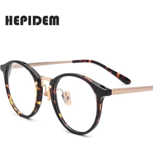 Acetate Optical Glasses Frame Women 2018 Metal Men Retro Round Prescription Eyeglasses Ladies Vintage Myopia Spectacles Eyewear