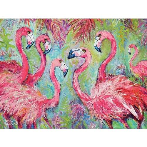 Jmine Div 5D Flamingo Leaves Full Diamond Painting cross stitch kits art High Quality Animal 3D paint by diamonds