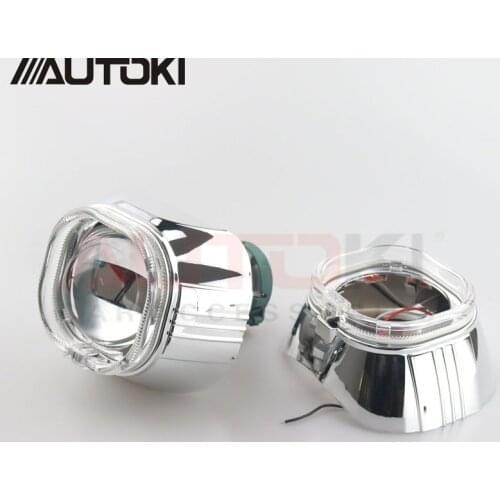 Autoki 3.0 Full Metal H1 Bi Xenon Lens HID Projector Headlights+ Led Angel Eye LED DRL+devil eyes for H4 H7 Car Styling