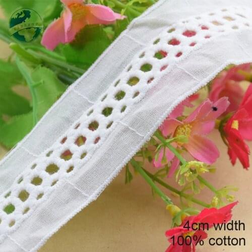 4cm white lace Cotton embroid lace sewing ribbon fabric guipure diy trims warp knitting DIY Garment Accessories#3660