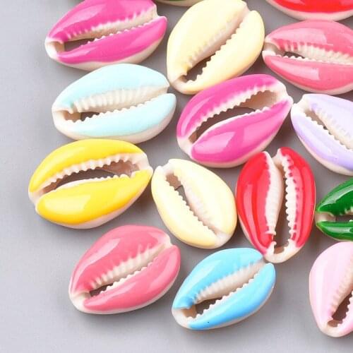 100pc Cowrie Shell Beads for Jewelery bracelet necklace DIY Accessories,with Enamel No Hole/Undrilled 20~26x13~18x5~7mm F80