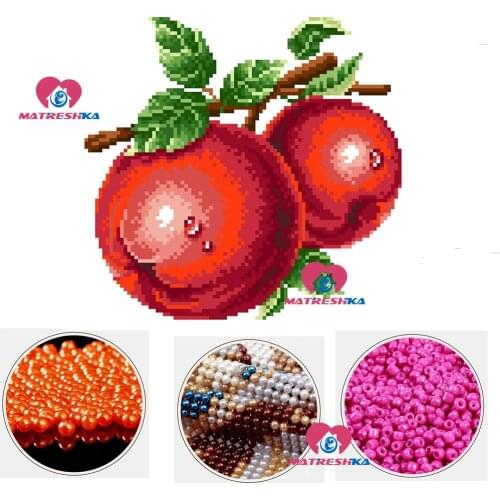 Diy cross stitch beads embroidery apple beadwork home decor crafts needlework accessories cross stitch beaded Partial embroidery