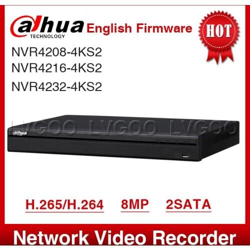 EXPRESS Shipping Dahua NVR4208-4KS2 8 Channel 1U 4K&H.265 Lite Network Video Recorder Full HD 1080P 2SATA No POE With logo