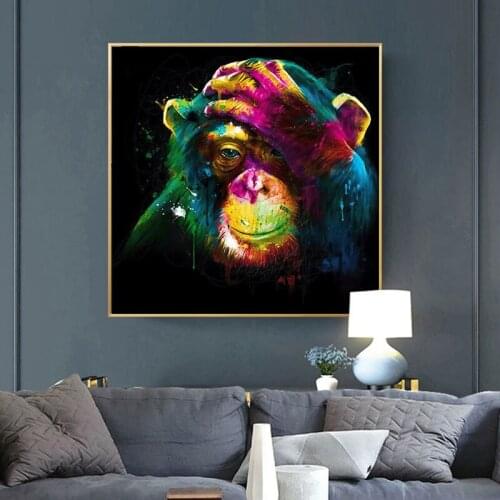 Graffiti Art Monkey Canvas Painting Banksy Art Street Posters and Prints Wall Art Picture for Living Room Modern Home Decor