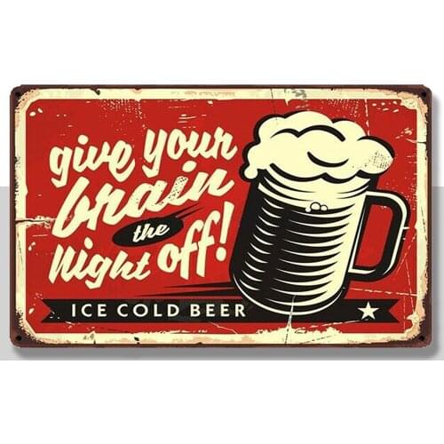 Iced cold beer Pub Home Vintage Retro Poster Cafe ART