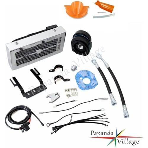 Papanda Chrome Motorcycles Reefer Oil Cooler Fan Cooling System for Harley Softail 2001-2007