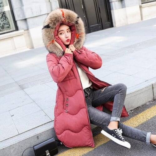 And Down Cotton Girls Long Fund Self-cultivation Overknee Hair Lead Korean Show Thin Bread Serve Will Code Jacket Coat Tide