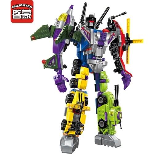 Transformation Robot Figures Building Blocks Enlighten 1404 Mecha 6in1 Puzzle Blocks Action Toy Compatible lega Building Toys