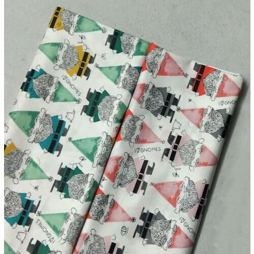 Adorable Green Red Dwarf Short Person Printed 100% Cotton Fabric 50x160cm Human Patchwork baby cloth apparel dress home decor