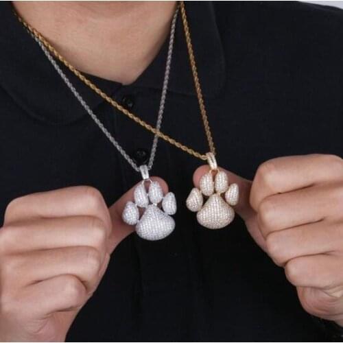 Fashion Personality Dog Paw Footprints Bubble Pendant Necklace for Men Jewelry Gift