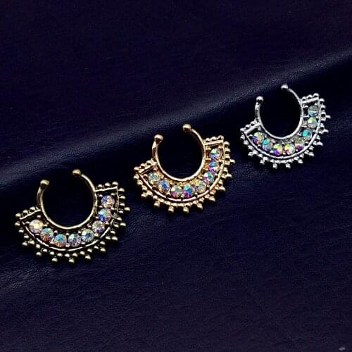 Fan Shaped Nosering Trendy Nose Ring Hoops Silver Gold Color Nose Rings Piercing Septum Steel Clicker Septum Ring body jewelry