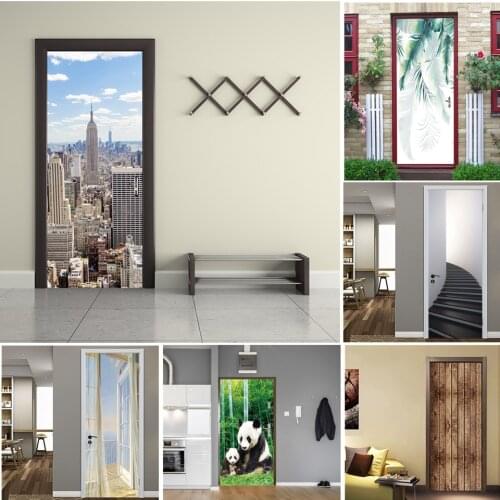 City Landscape Door Poster PVC DIY Self-adhesive Waterproof Wallpaper Home Decor New York Stickers on the Doors Mural deurposter