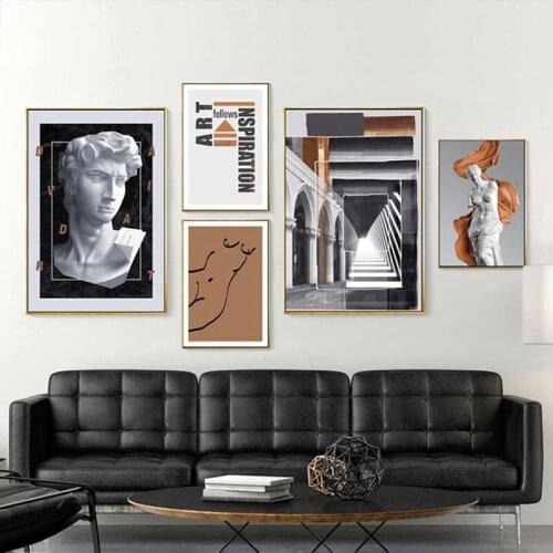 Retro Art Nordic Wall Painting Decor Poster Venus Plaster David Statue European Architecture Abstract Body Canvas Print Picture
