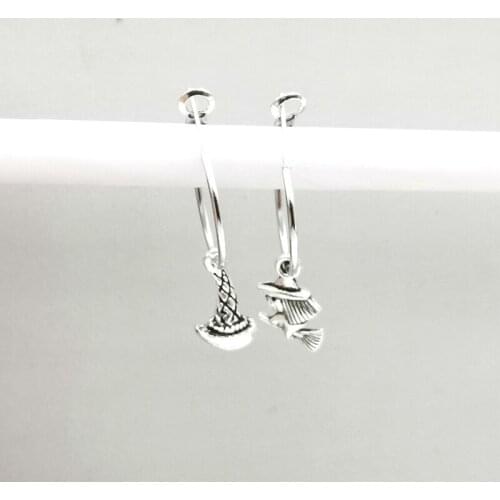 Irregular Earrings Witch Hat Pendant Earrings Witchcraft Bird Head Small Hoop Christmas Cosplay Fashion Jewelry Friend Earings