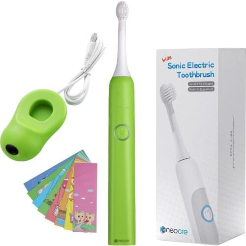 NeoCre Kids Rechargeable Sonic Electric Toothbrush Just-for-Kids 3-12 ages Safest Material Lower Noise Dentists Recommended Vibr