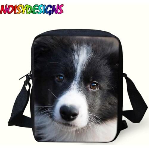 NOISYDESIGNS Border Collie Animals Printing School Bags Mini Handbags for Girls Boys Mini Shoulder Messenger Book Bags New