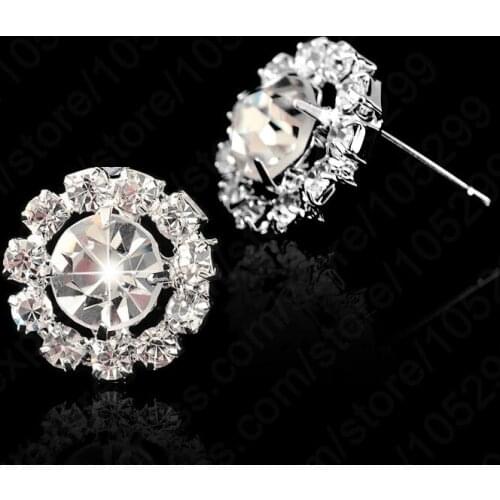 Wholesale Elegant Wedding Engagement Jewelry Earrings 10PCS(5prs) 925 Sterling Silver AAA Cubic Zirconia Stud Earring For Woman