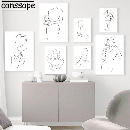 Nordic Poster Minimalist Print Abstract Canvas Painting Line Drawing Woman Wall Art Prints Modern Wall Picture Living Room Decor
