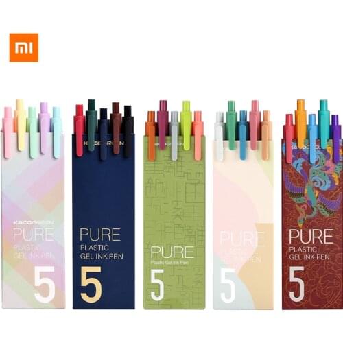 Xiaomi KACO Sign Pen Gel Pen 0.5mm Refill Smooth Ink Writing Durable Signing Pen 5 Colors Vintage Color Macarons Pens Gift Set