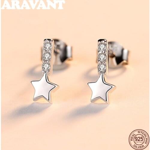 925 Sterling Silver Earrings Small Star Stud Earrings For Women Korean Earrings Jewelry Gifts