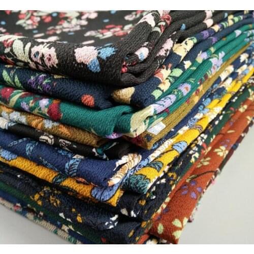 Print chiffon seersucker poly DIY fabric for dress blouse scarf qualified 100*150cm