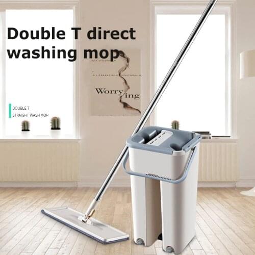 Free Hand Washing Flat Mop with Bucket 360 Rotating Magic Mop With Squeezing Floor Cleaner Mop Household Cleaning Mopping Tool