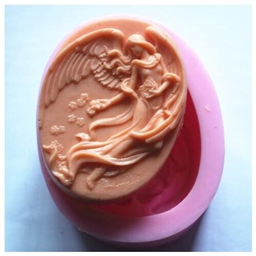 Silicone soap mold Fly angel round shape fondant cake chocolate clay mould wholesale mould tools
