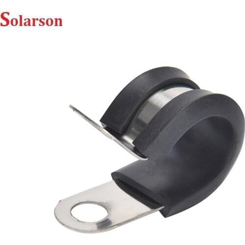 Solarson 2pcs/lot Stainless Steel Cable Clamp, Rubber Cushioned Insulated Clamp, Metal Clamp, Tube Holder for Tube, Pipe
