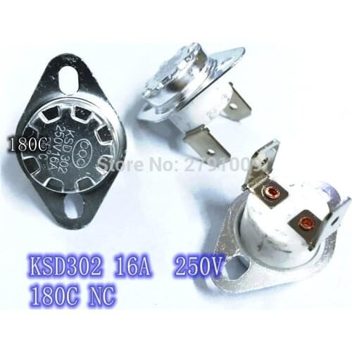 10 KSD302 / KSD301 180C Normally Closed Manual Reset Temperature Switch Ceramics 16A 250V 180 Degrees NC Automatic Disconnection