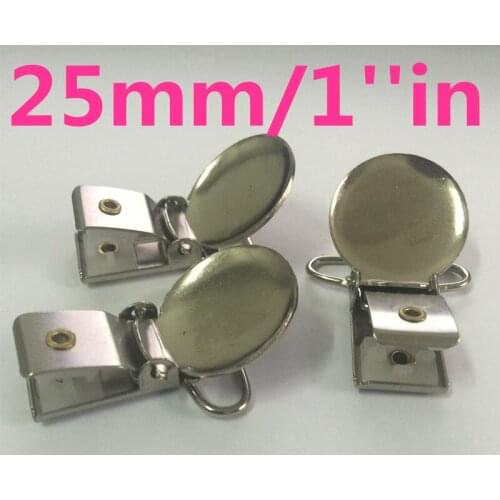 10 Pcs Silver Tone Metal Oval Baby Pacifier Clip Suspender 1''25MM Round Shaped with Plastic Insert