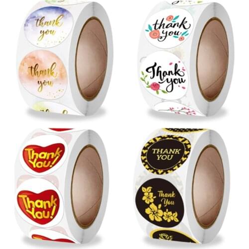 500pcs-1000pcs Thank You Sticker Paper Flowers Labels Round Decoration Scrapbooking Stickers Wedding Party Envelope Seals
