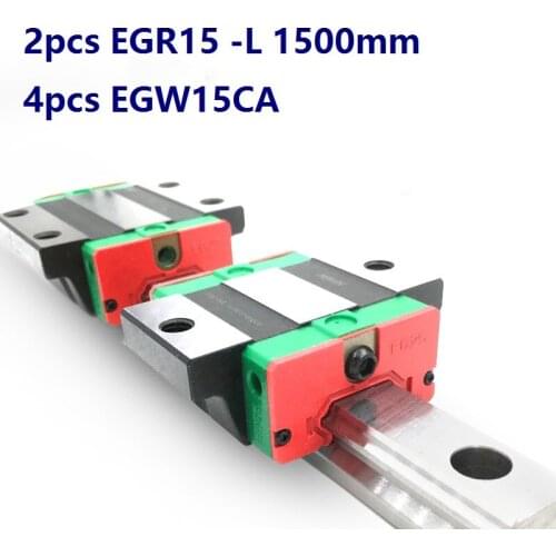 2pcs origial Hiwin rail EGR15 -L 1500mm linear guide + 4pcs EGW15CA flanged carriage blocks for CNC router